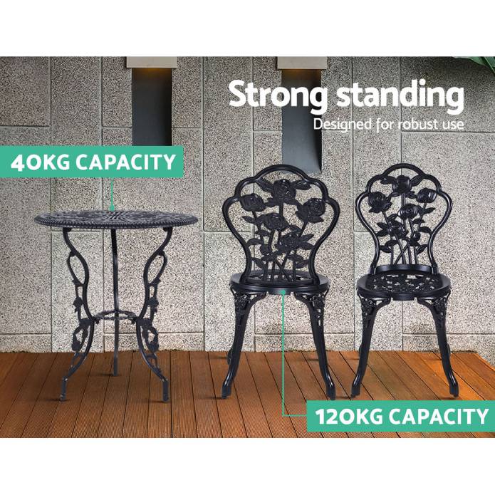 Gardeon Outdoor Furniture Chairs Table 3pc Aluminium Bistro