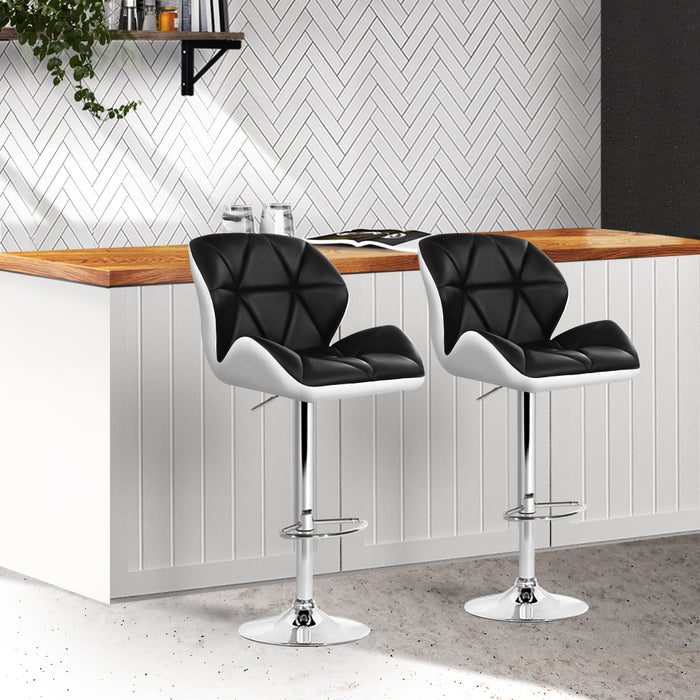Artiss 2x Kitchen Bar Stools Swivel Bar Stool Chairs Leather Gas Lift Black