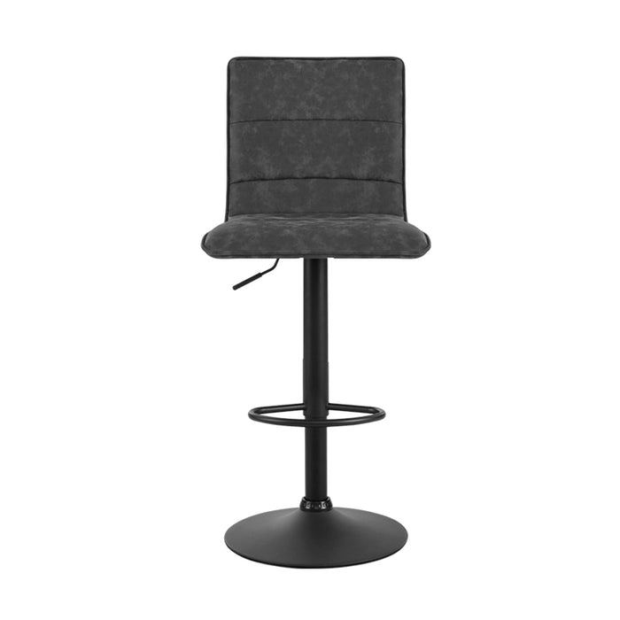 Artiss 2x Kitchen Bar Stools Gas Lift Bar Stool Chairs Swivel Vintage Leather Grey Black Coated Legs