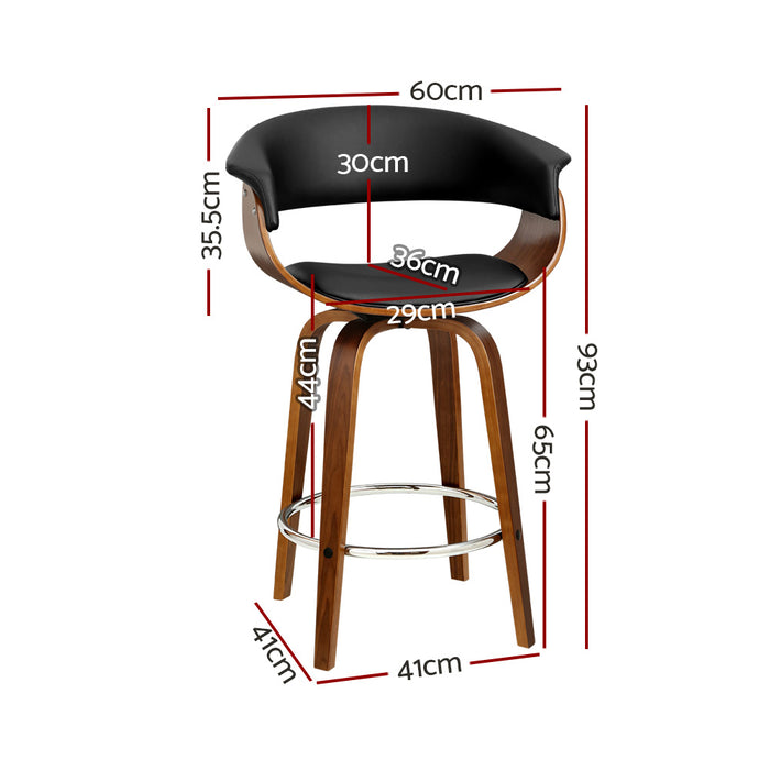 Artiss Set of 4 Bar Stools Wooden Bar Stool Swivel Kitchen Dining Chairs Leather Black