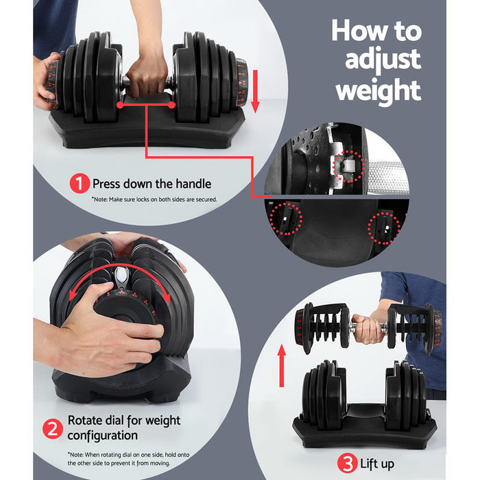 40KG Adjustable Dumbbells Set Dumbbell Weight Plates Gym Exercise