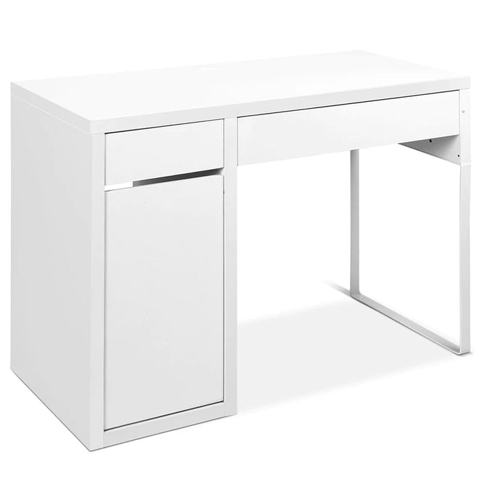 Artiss Metal Computer Office Desk With Storage Cabinets - White