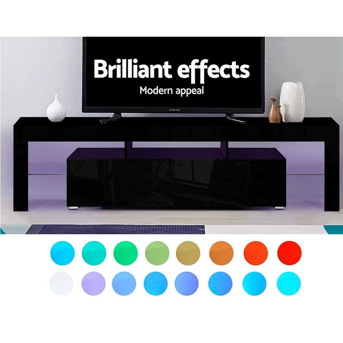 Artiss 189cm RGB LED TV Stand Cabinet Entertainment Unit Gloss Furniture Drawers Tempered Glass Shelf
