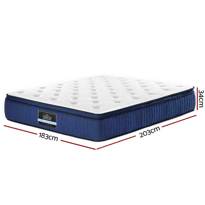 Giselle Bedding Franky Euro Top Cool Gel Pocket Spring Mattress 34cm Thick – Double