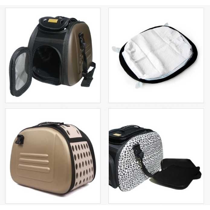 4 different styled pet carrier bags