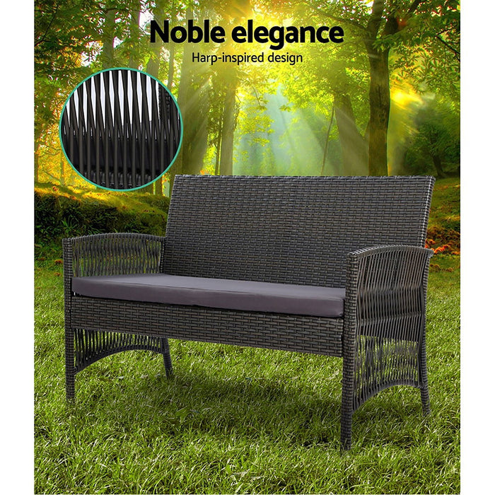 Gardeon Outdoor Furniture Set Wicker Cushion 4pc