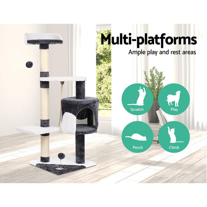 i.Pet Cat Trees Scratching Post Scratcher Tower Condo House Furniture Wood Grey