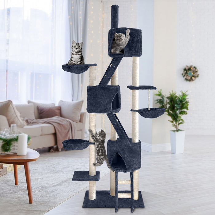 244 cm Cat Tree Scratcher Tower Condo House Furniture Wood