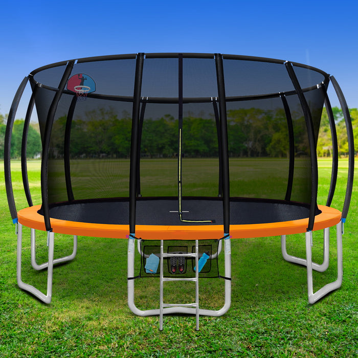 Everfit 16FT Trampoline Round Trampolines With Basketball Hoop Kids Present Gift Enclosure Safety Net Pad Outdoor