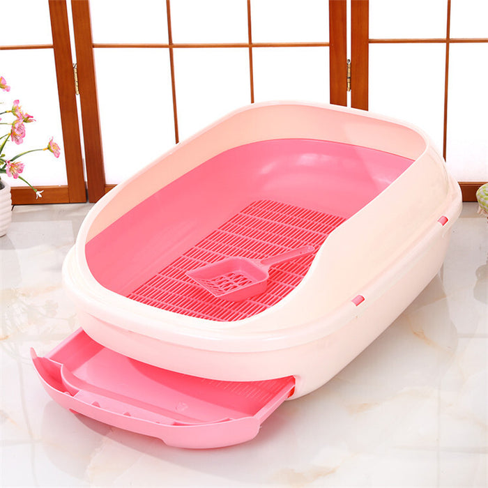 YES4PETS Large Portable Cat Toilet Litter Box Tray with Scoop and Grid Tray