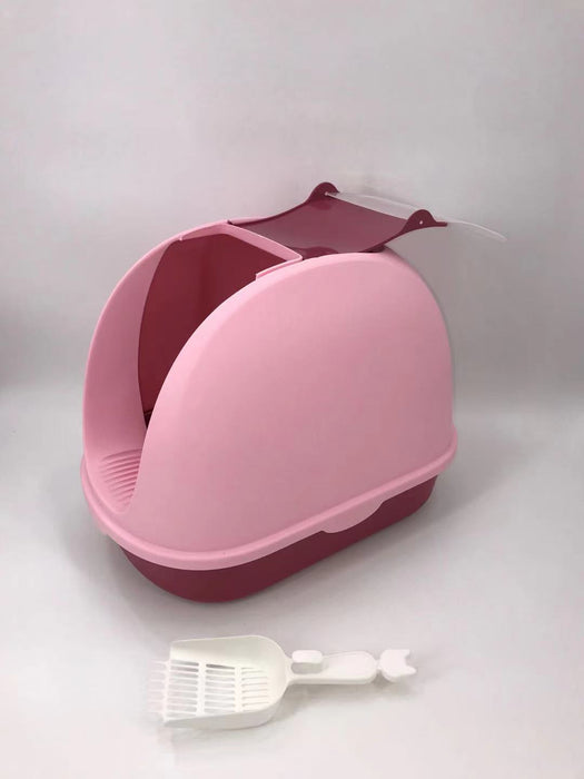 Portable Hooded Cat Toilet Litter Box Tray House with Handle and Scoop