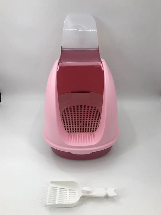 Portable Hooded Cat Toilet Litter Box Tray House with Handle and Scoop