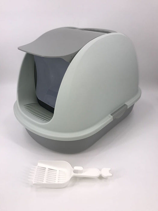 XL Portable Hooded Cat Toilet Litter Box Tray House with Charcoal Filter and Scoop