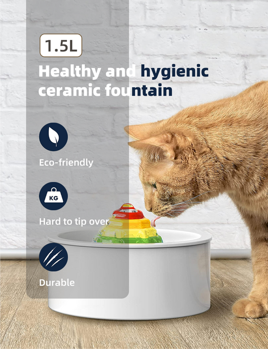 Ceramic Electric Pet Water Fountain Dog Cat Water Feeder Bowl Dispenser