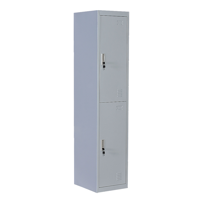 Two-Door Office Gym Shed Storage Lockers- Grey