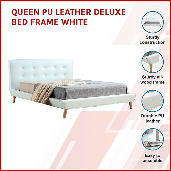 Queen PU Leather Deluxe Bed Frame