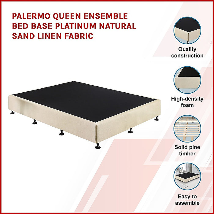 Palermo Queen Ensemble Bed Base Linen Fabric