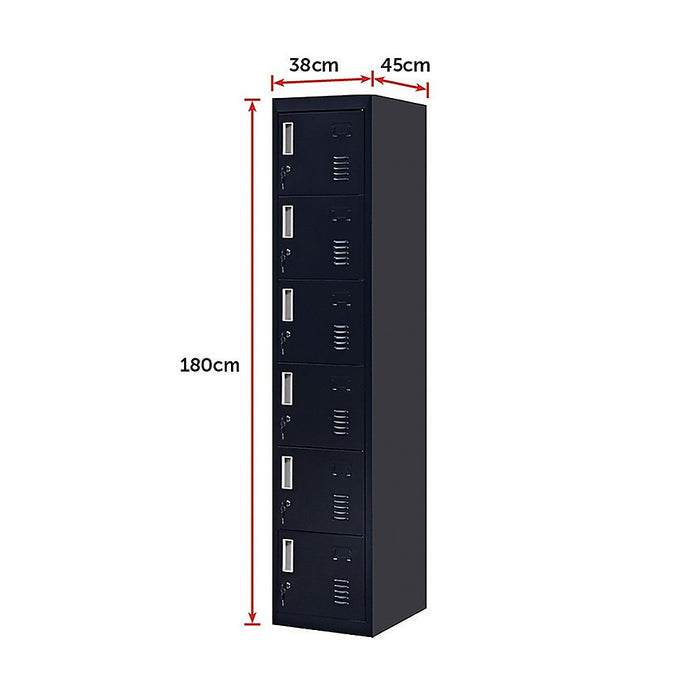 Standard Lock 6-Door Locker for Office Gym Shed School Home Storage