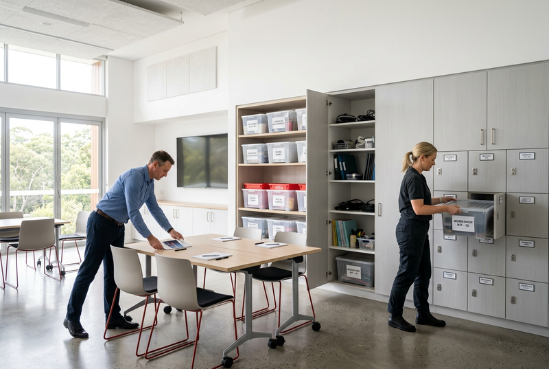 Shared Equipment Storage for Training Rooms and Community Venues