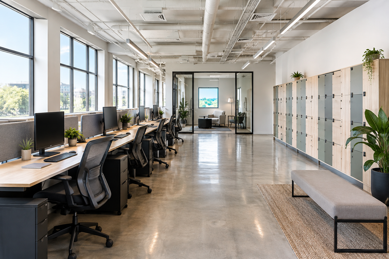 Furnishing a Hybrid Office: How to Allocate Desks, Lockers and Quiet Spaces