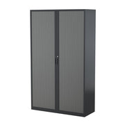 Steelco Tambour Door Cabinet 3 Shelves- 1320mm H x 1200mm W x 463D Black Satin