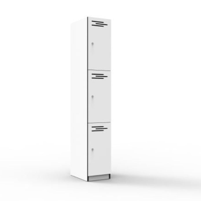 Door Melamine Locker Natural White Three Door