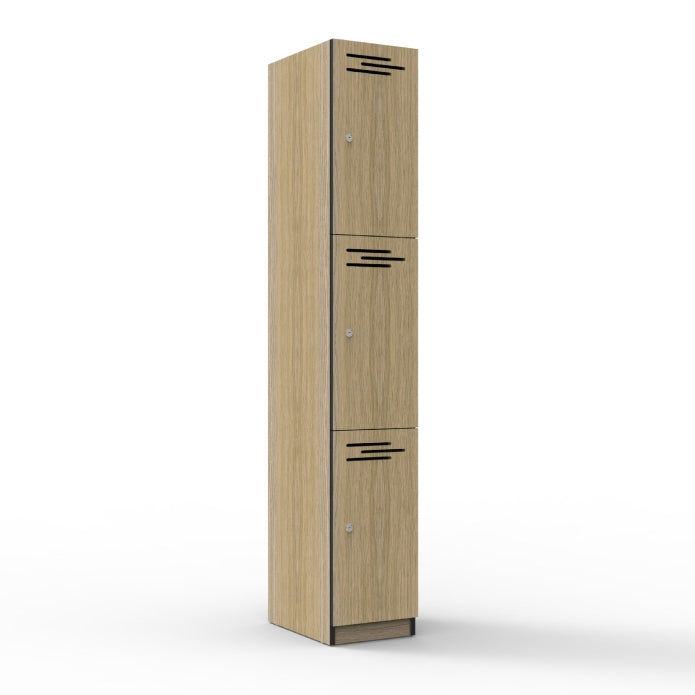 Door Melamine Locker Natural Oak Three Door