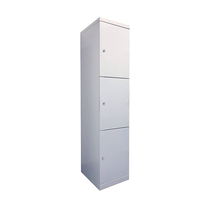 Steelco Flush Front Locker 3 Door Locker Keylock White Satin