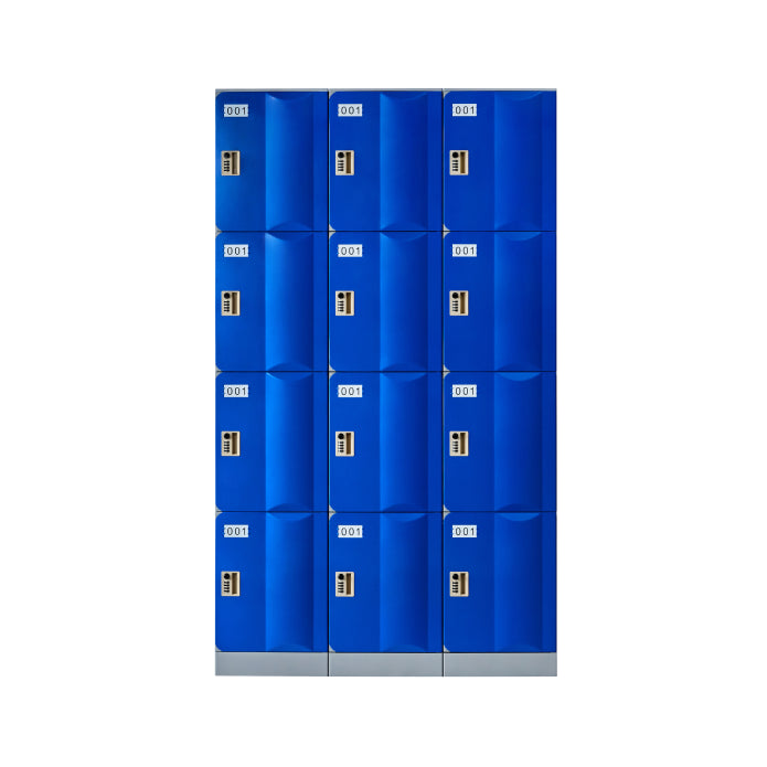 ABS Plastic Locker - Bank of 3 - 4 Door Full Height