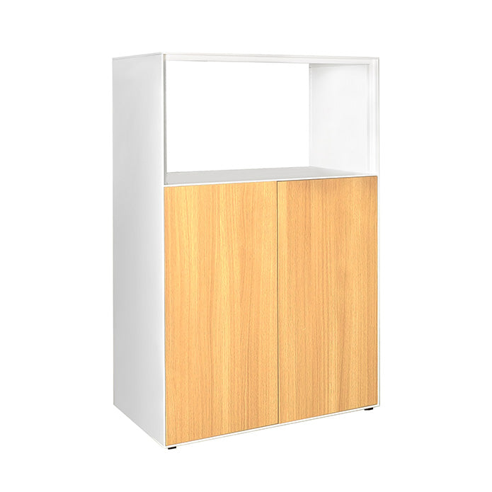 Steelco Edge Modular Range Cabinet 2 Tier Cupboard - 1 Open Shelf Natural Beech