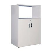 Steelco Edge Modular Range Cabinet 2 Tier Cupboard - 1 Open Shelf White Satin