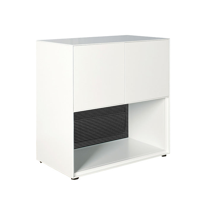 Steelco Edge Modular Range Cabinet 2 Tier Cabinet - 1 Door - 1 Open Shelf White Satin