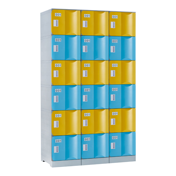 ABS Plastic Locker - Bank of 3 - 6 Door Full Height