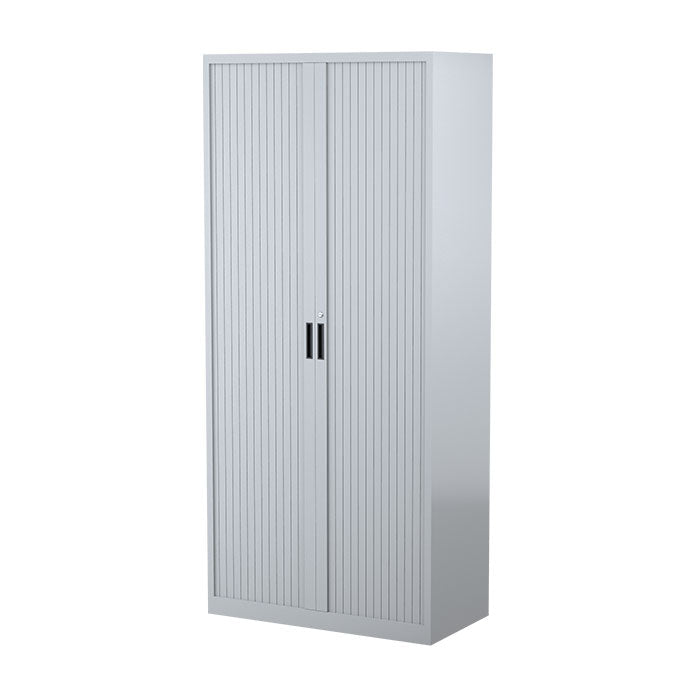 Steelco Tambour Door Cabinet 3 Shelves- 1320mm H x 900mm W x 463D Silver Gray