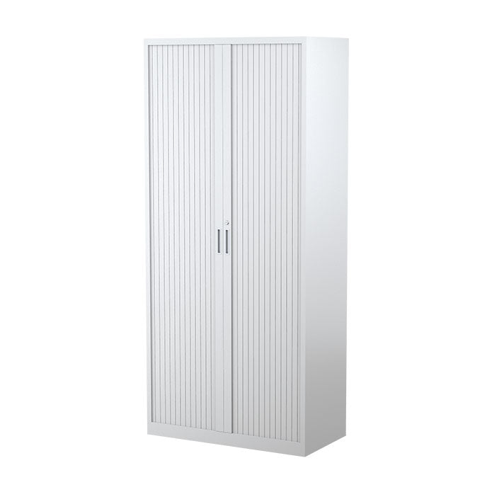 Steelco Tambour Door Cabinet 3 Shelves- 1320mm H x 900mm W x 463D White Satin