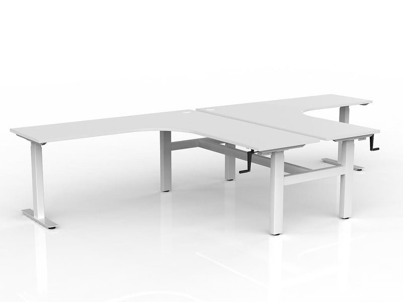 Agile Winder Adjust 90° Shared Workstation 1800 x 1800 600 (2 Piece top) White White