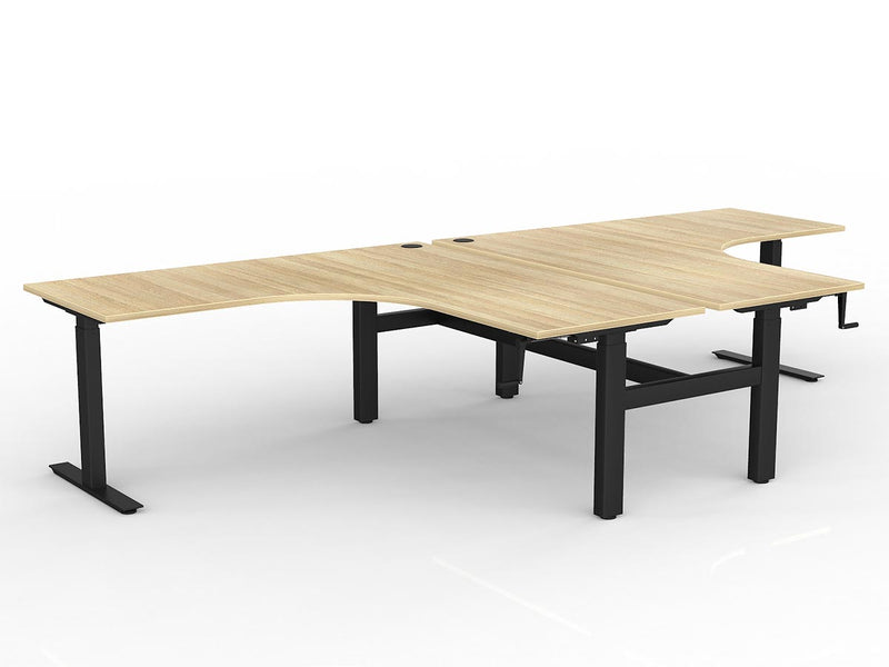 Agile Winder Adjust 90° Shared Workstation 1804 x 1800 750 (2 Piece top) Natural Oak Black