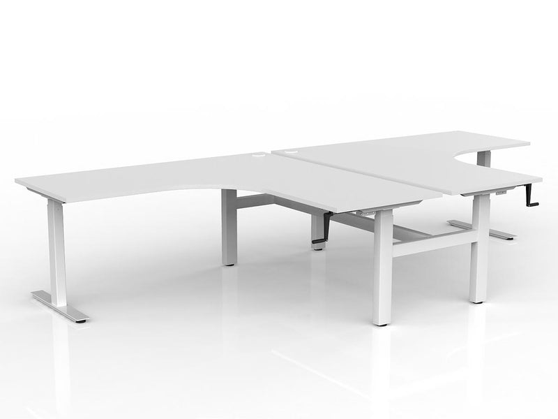 Agile Winder Adjust 90° Shared Workstation 1802 x 1800 750 (2 Piece top) White White