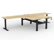 Agile Winder Adjust 90° Shared Workstation 1804 x 1800 750 (2 Piece top)(With Cabel Tray) Natural Oak Black