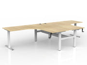 Agile Winder Adjust 90° Shared Workstation 1802 x 1800 750 (2 Piece top)(With Cabel Tray) Natural Oak White