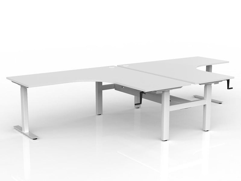 Agile Winder Adjust 90° Shared Workstation 1802 x 1800 750 (2 Piece top)(With Cabel Tray) White White