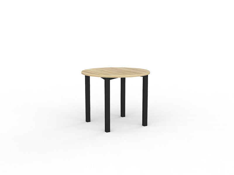 Axis Round Meeting Table 900mm Round Natural Oak Black Powdercoat