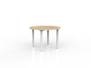 Axis Round Meeting Table Natural Oak White Powdercoat