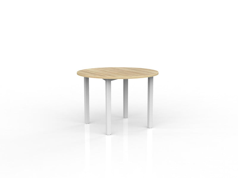 Axis Round Meeting Table Natural Oak White Powdercoat