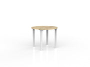 Axis Round Meeting Table 900mm Round Natural Oak White Powdercoat