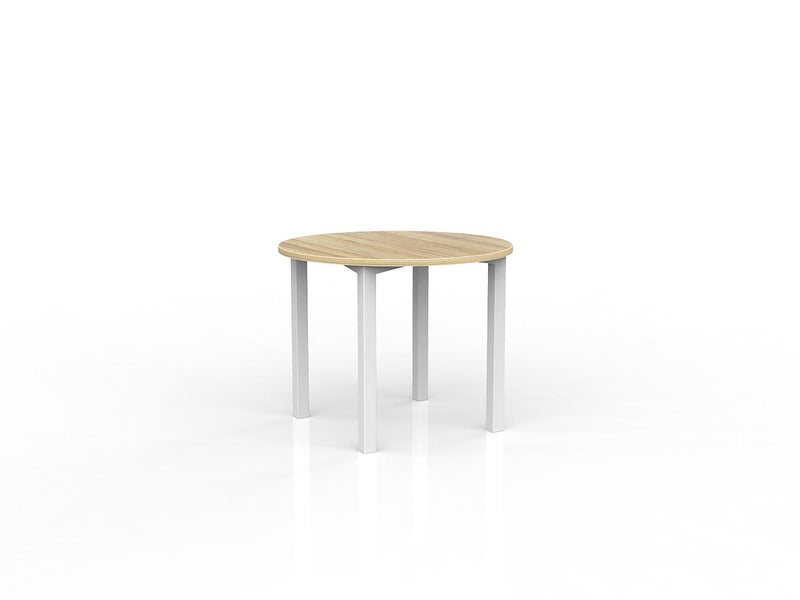 Axis Round Meeting Table 900mm Round Natural Oak White Powdercoat