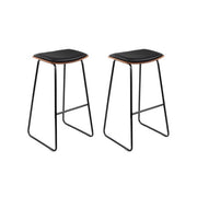 Artiss Set of 2 Pu Leather Backless Bar Stools - Black