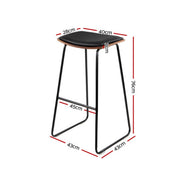 Artiss Set of 2 Pu Leather Backless Bar Stools - Black