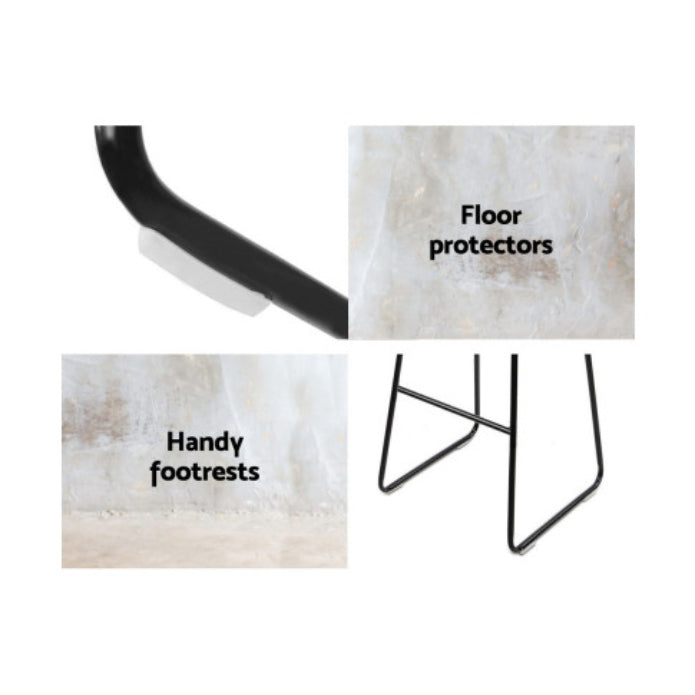 Artiss Set of 2 Pu Leather Backless Bar Stools - Black