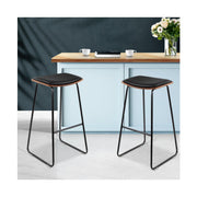 Artiss Set of 2 Pu Leather Backless Bar Stools - Black